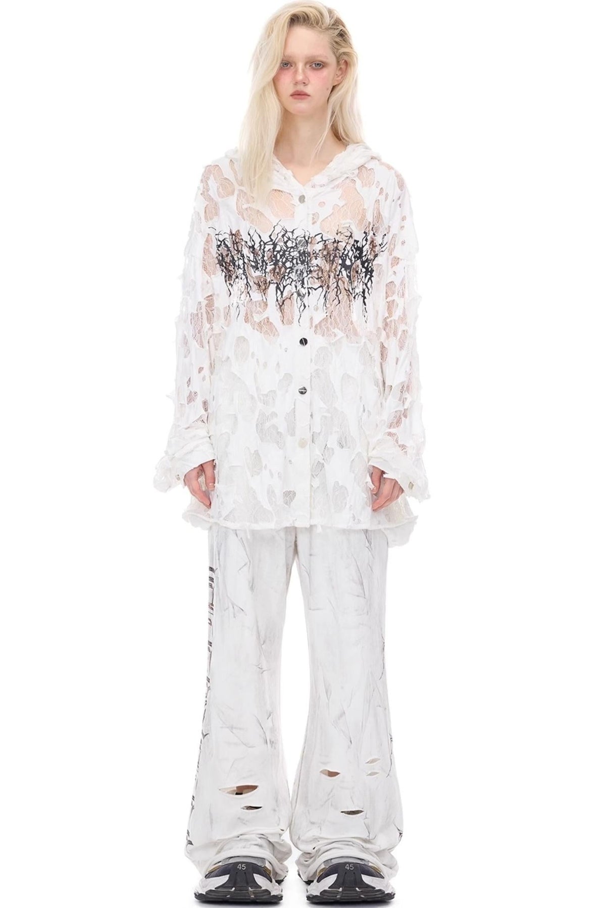 Thorned Lace Hooded Top