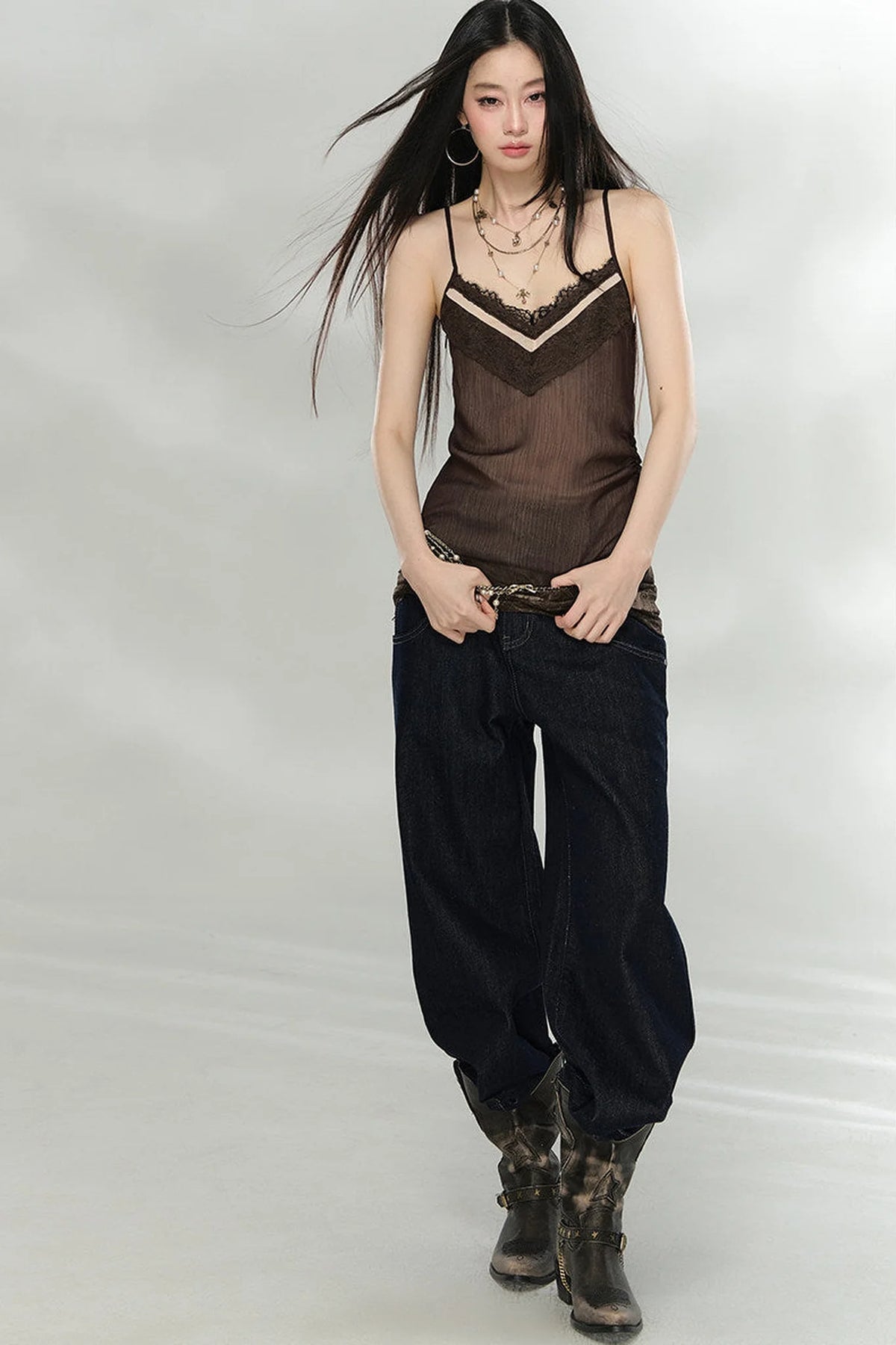Three-Dimensional Embroidery Denim Pants