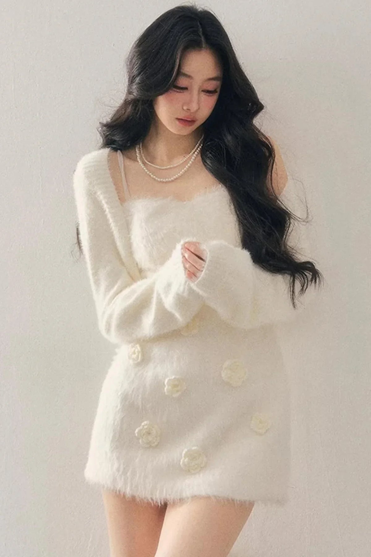 Three-Dimensional Floral Winter Dress