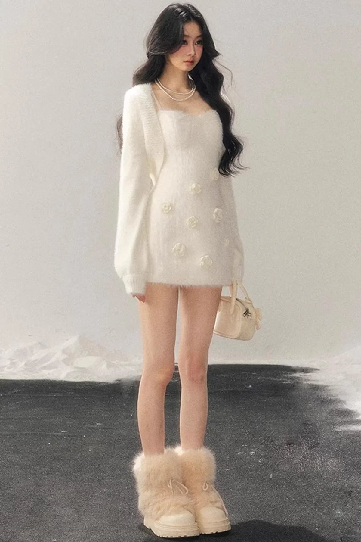 Three-Dimensional Floral Winter Dress