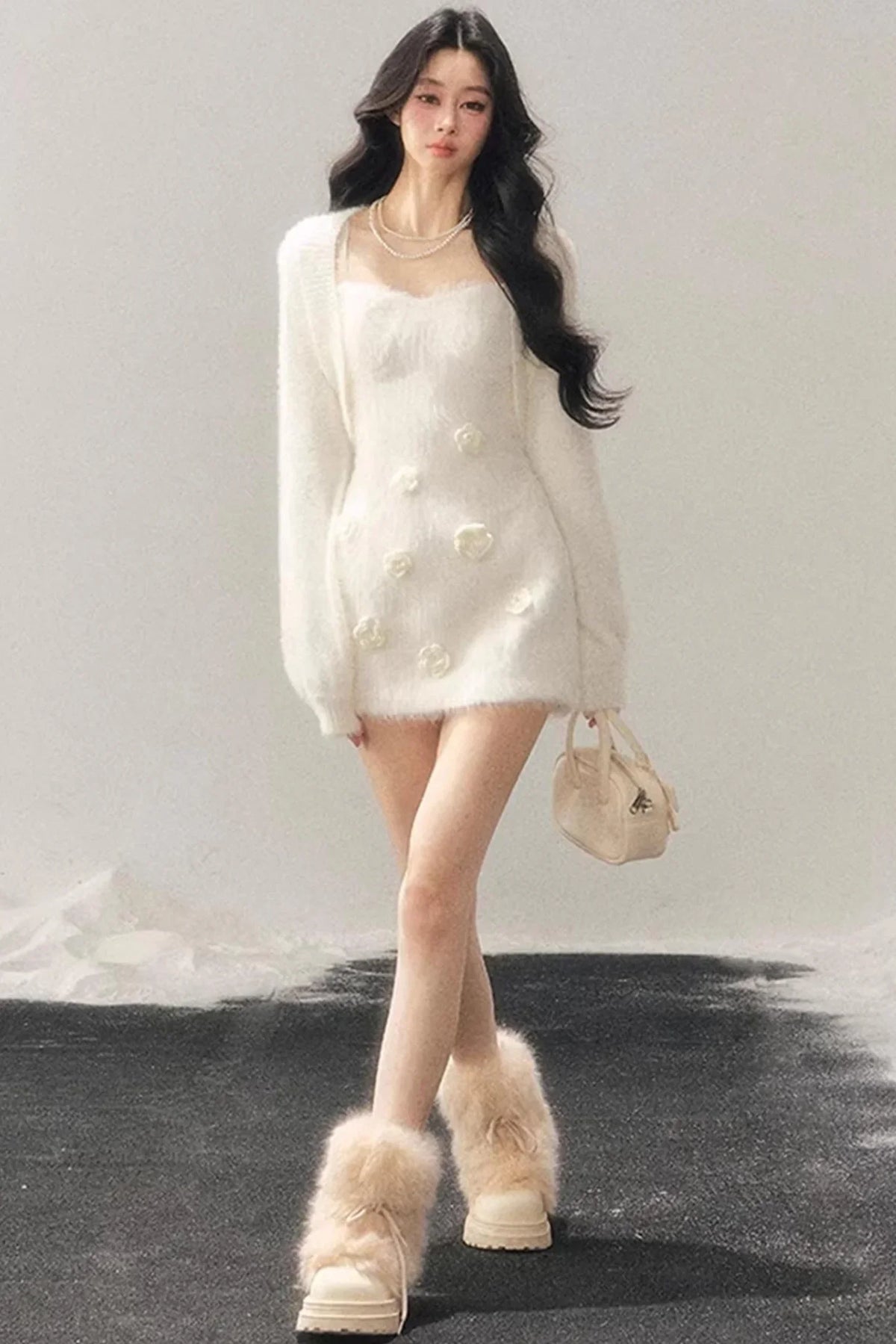 Three-Dimensional Floral Winter Dress