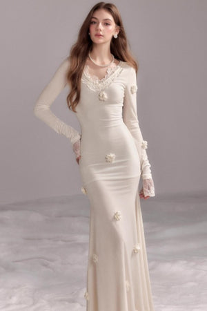 Three-Dimensional Mermaid Lace Patchwork Dress