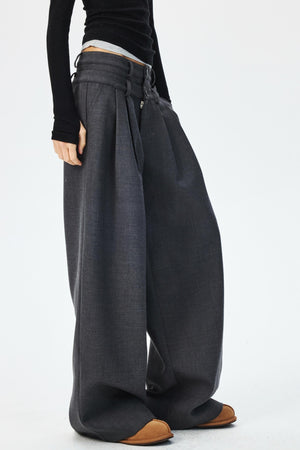 Three-Dimensional Pleated Slim Suit Pants