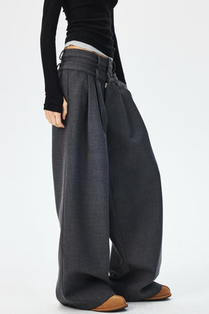 Three-Dimensional Pleated Slim Suit Pants