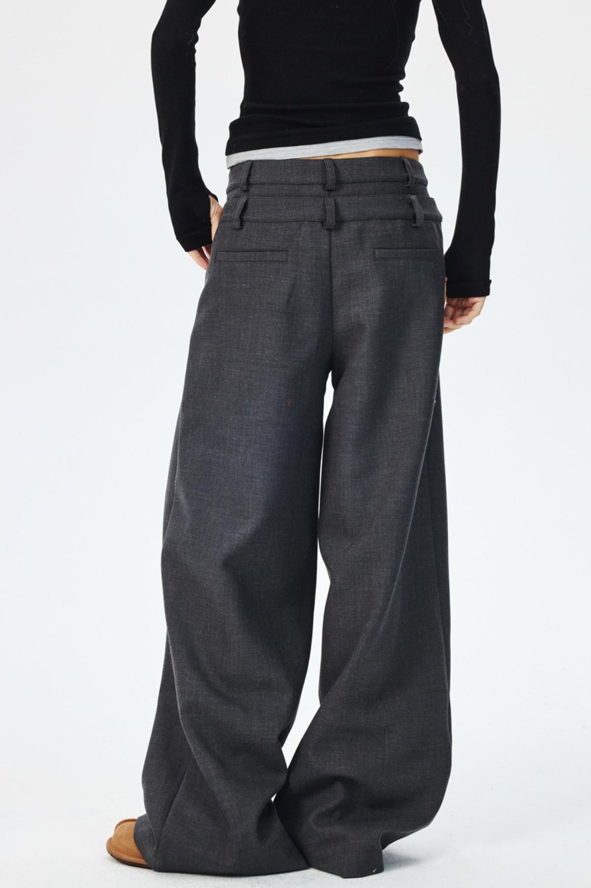 Three-Dimensional Pleated Slim Suit Pants