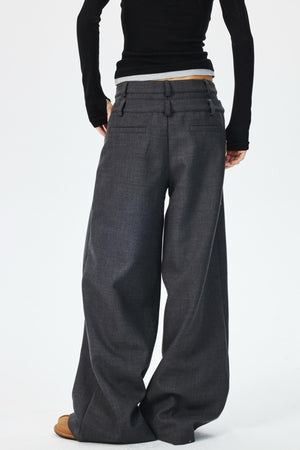 Three-Dimensional Pleated Slim Suit Pants