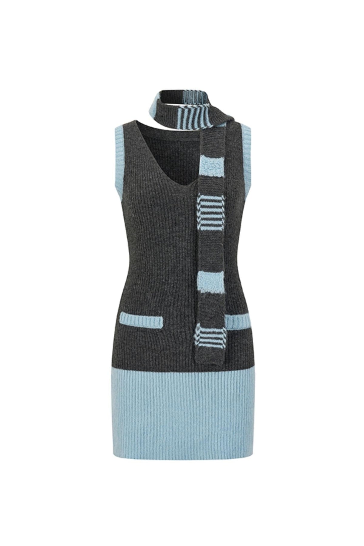 Three-Piece Sweater Cardigan Scarf Set-Up