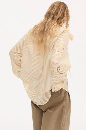 Tie-Back Bow Embroidered Shirt