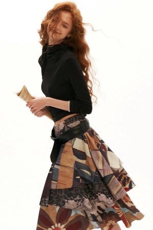 Tie-Neck Long-Sleeve Knit Top