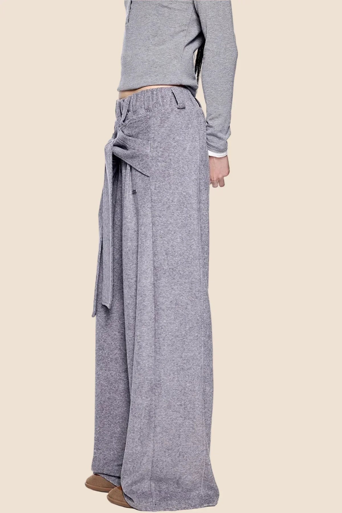 Tie-Up Structured Drape Pants