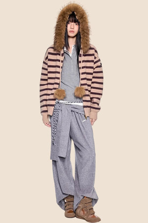 Tie-Up Structured Drape Pants