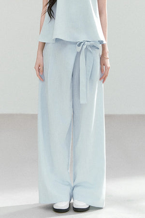 Tie-Up Wide-Leg Pants Two-Piece Set-Up