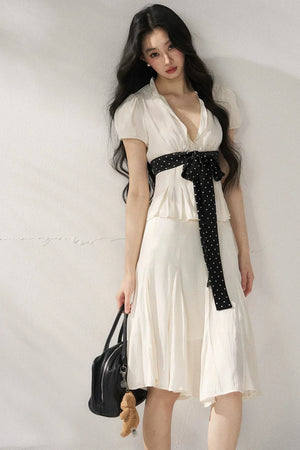 Tie Waist V-Neck Top