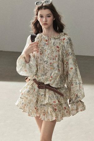 Tiered Floral Dress and Leggings Set