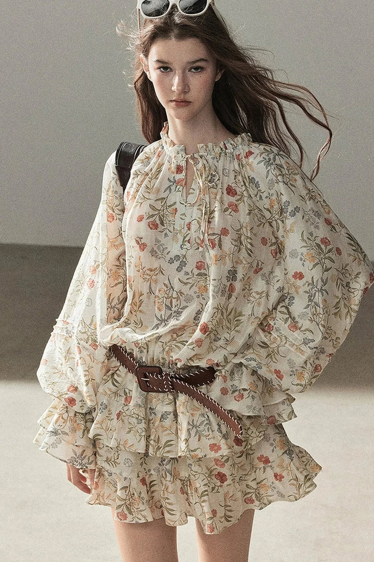 Tiered Floral Dress and Leggings Set