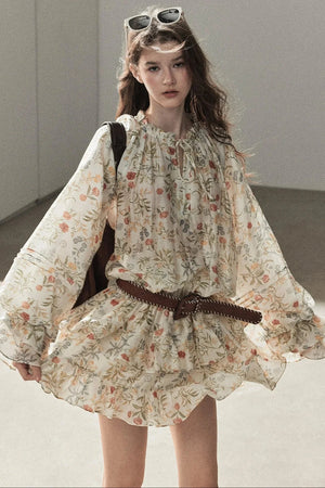 Tiered Floral Dress and Leggings Set