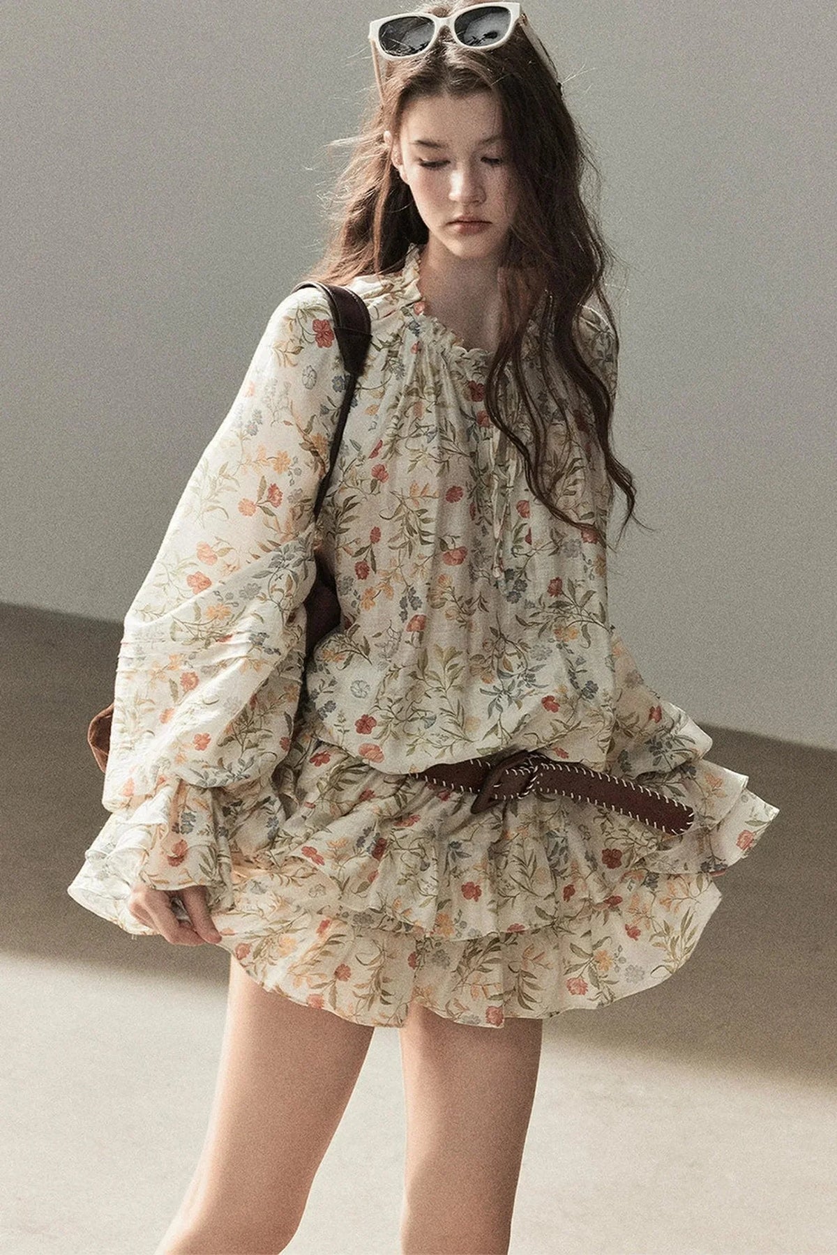 Tiered Floral Dress and Leggings Set