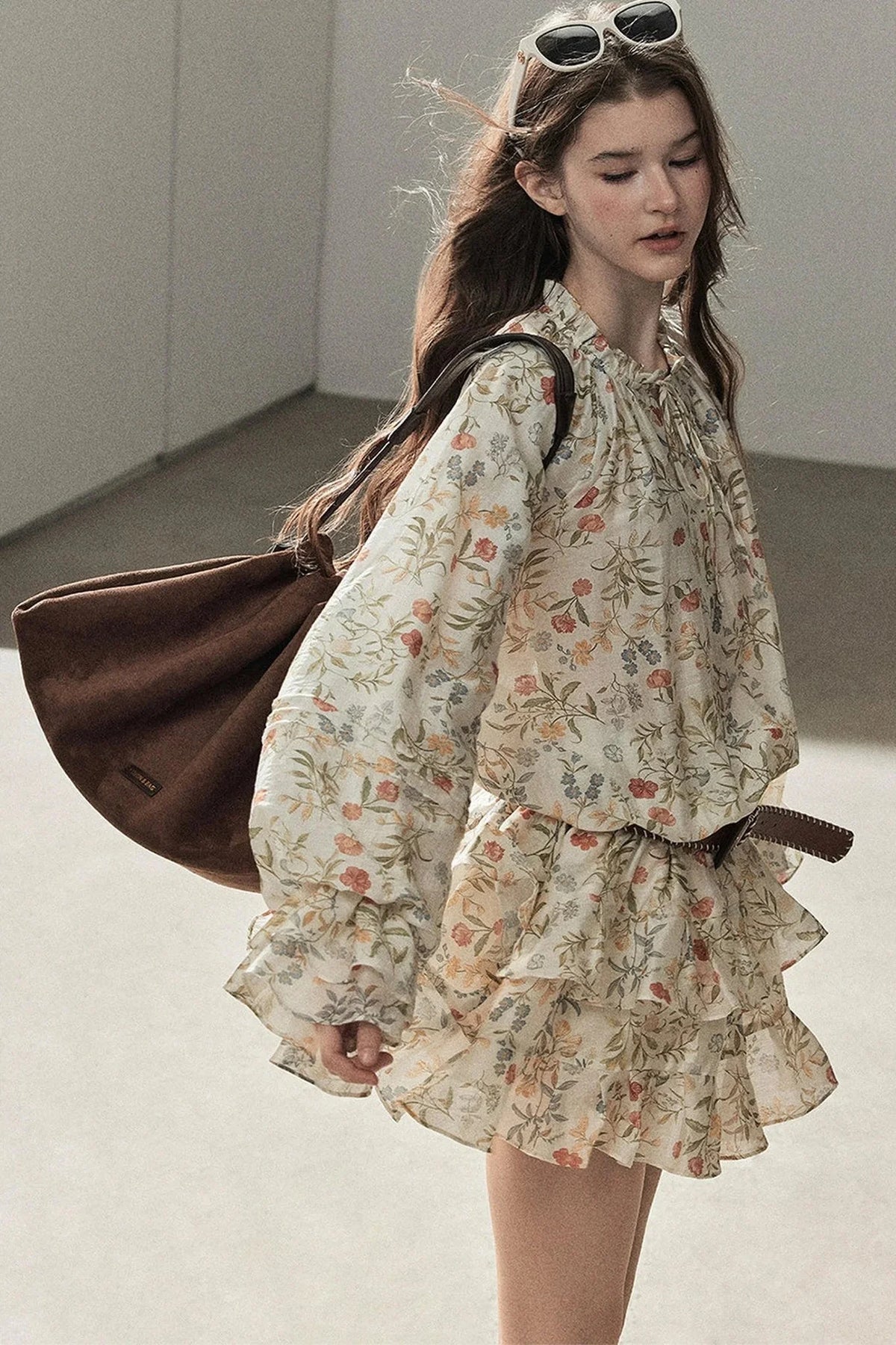 Tiered Floral Dress and Leggings Set