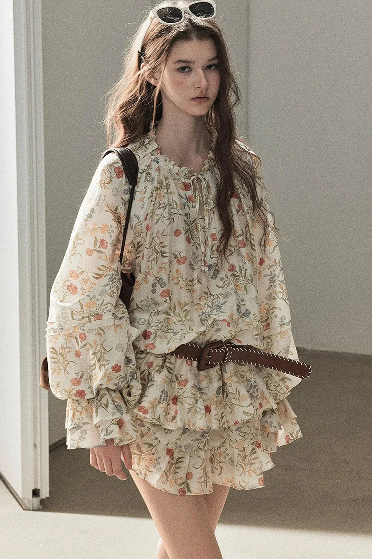 Tiered Floral Dress and Leggings Set