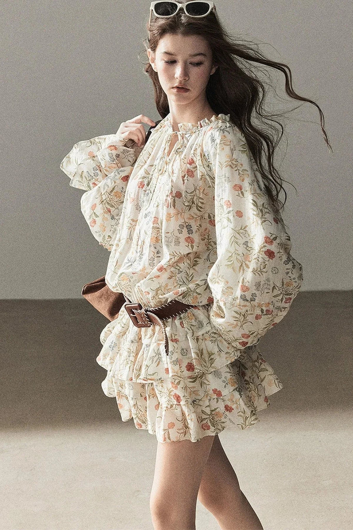 Tiered Floral Dress and Leggings Set