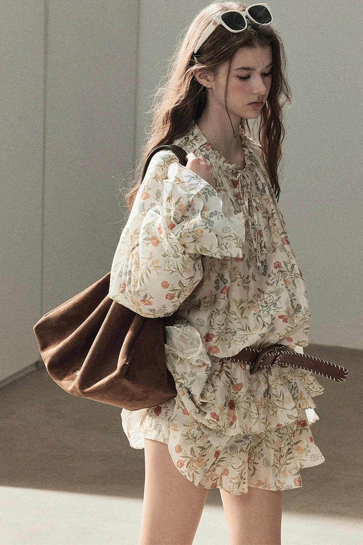 Tiered Floral Dress and Leggings Set