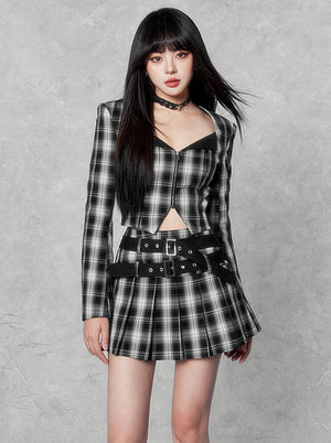 Tops + Waist Pleated Skirt Set-up