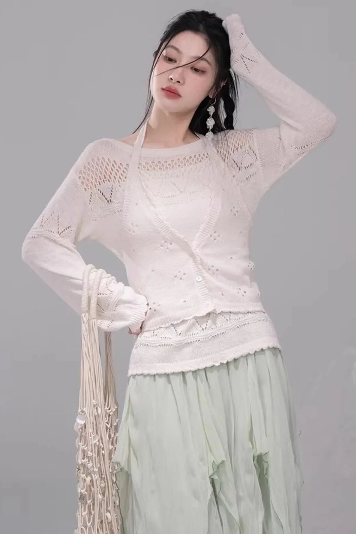 Translucent Cedar-Apricot Vest Set