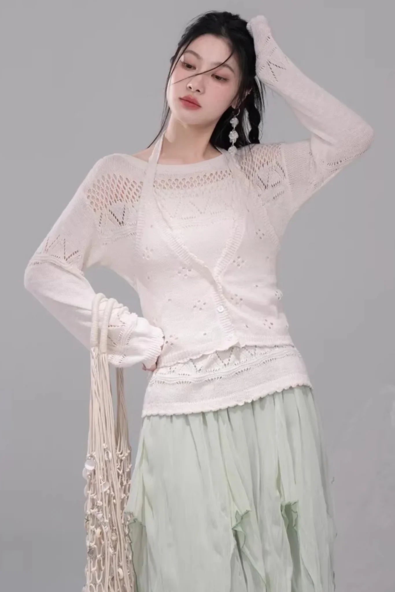 Translucent Cedar-Apricot Vest Set