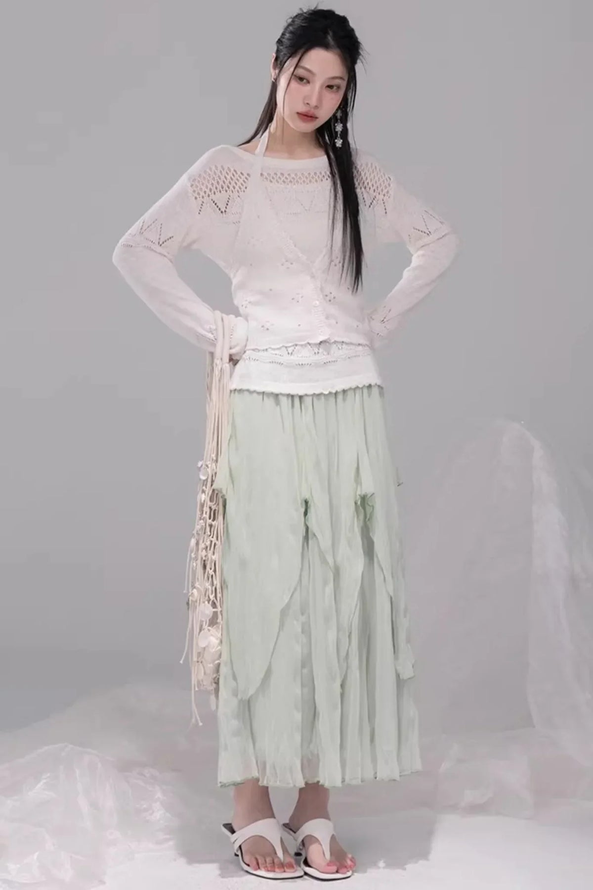 Translucent Cedar-Apricot Vest Set