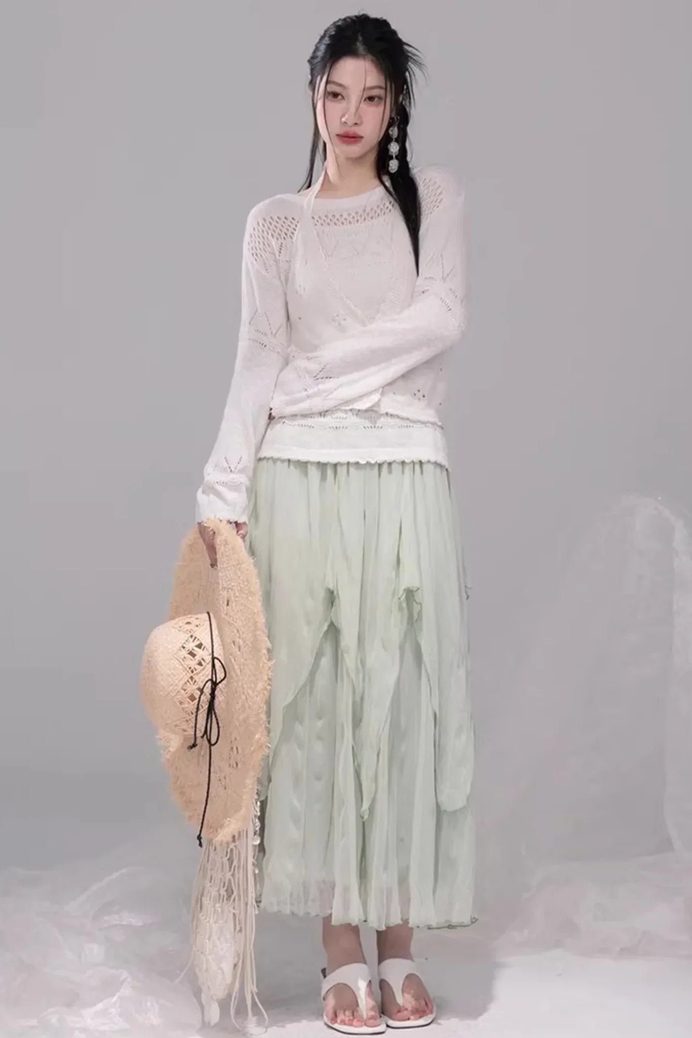 Translucent Cedar-Apricot Vest Set