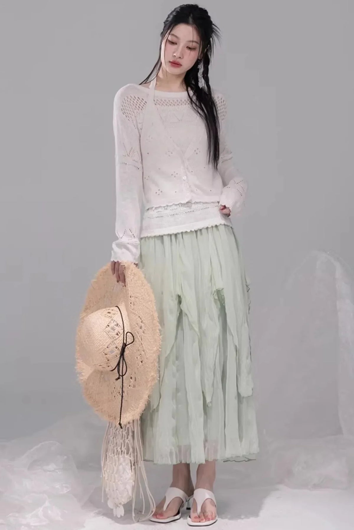 Translucent Cedar-Apricot Vest Set
