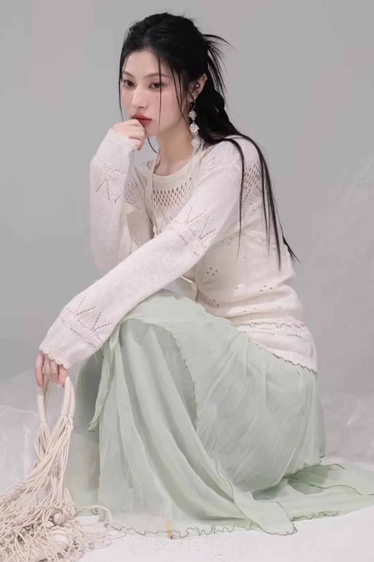 Translucent Cedar-Apricot Vest Set