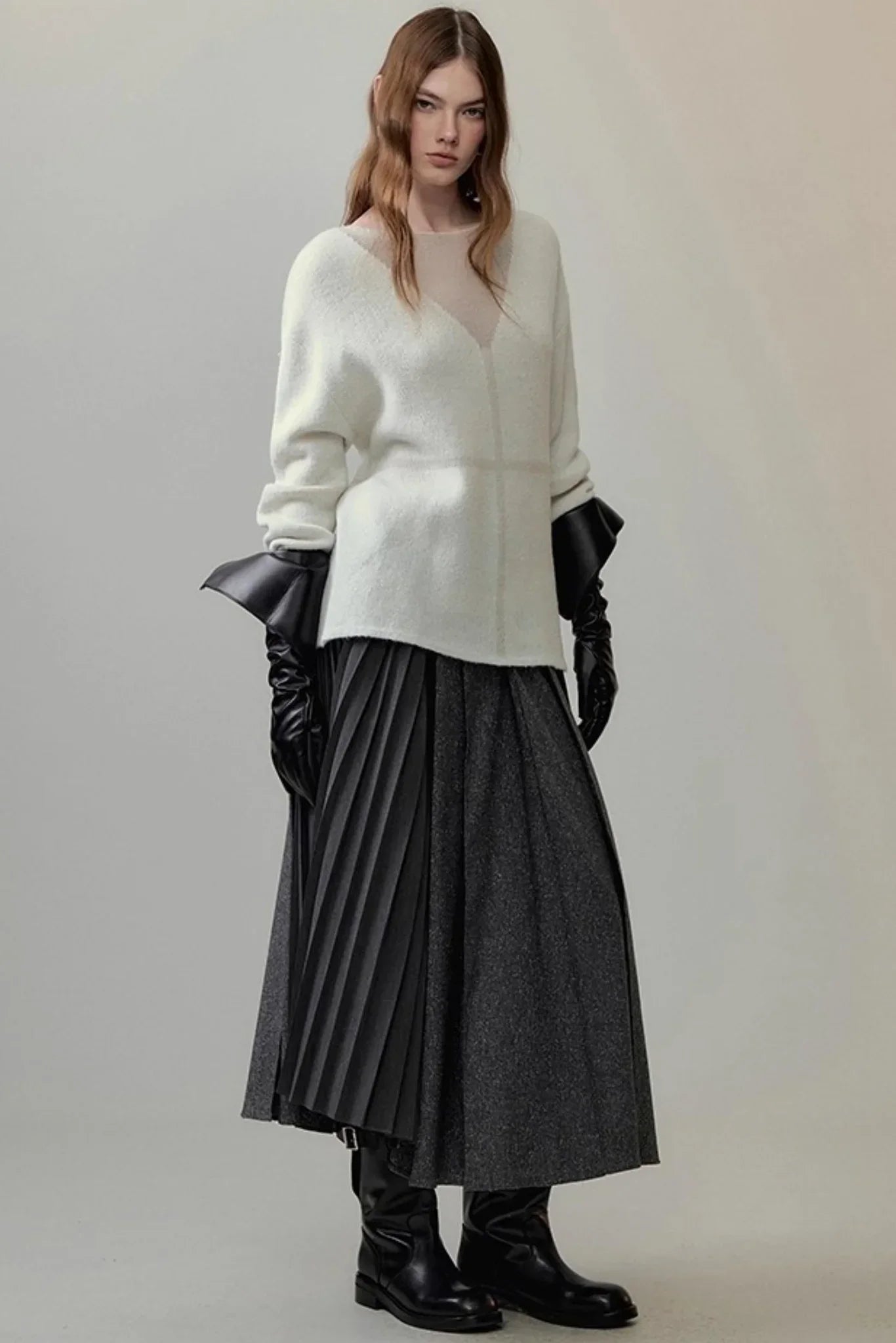 Translucent Weaving Knit Top