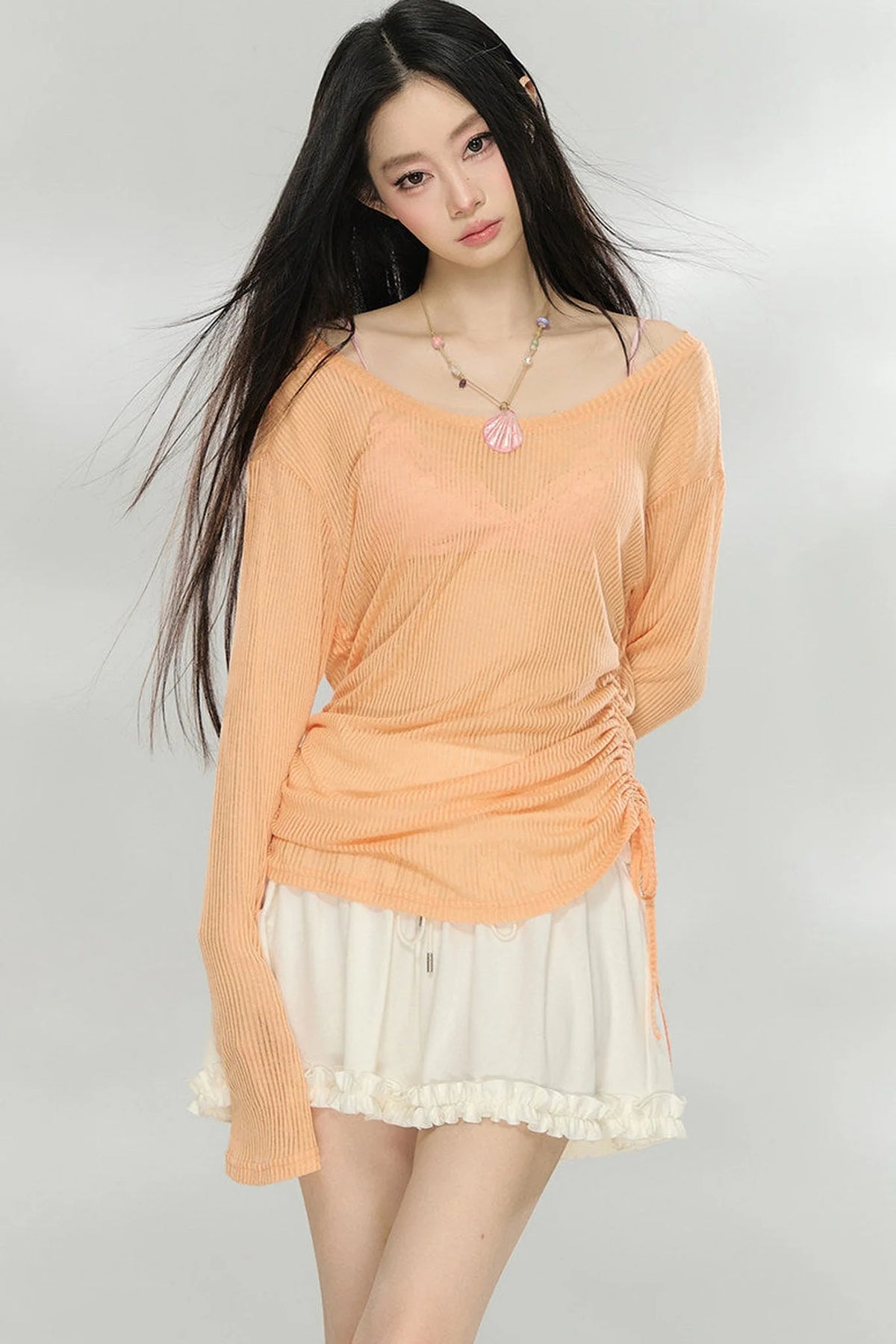 Transparent Colorful Knit Blouse