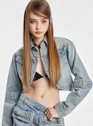 Triangle Cutout Cropped Coat With Short Skirt Set-Up