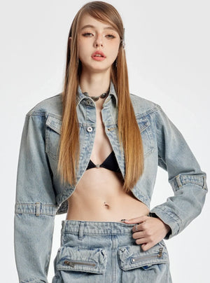 Triangle Cutout Cropped Coat With Short Skirt Set-Up