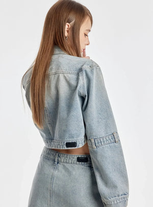 Triangle Cutout Cropped Coat With Short Skirt Set-Up