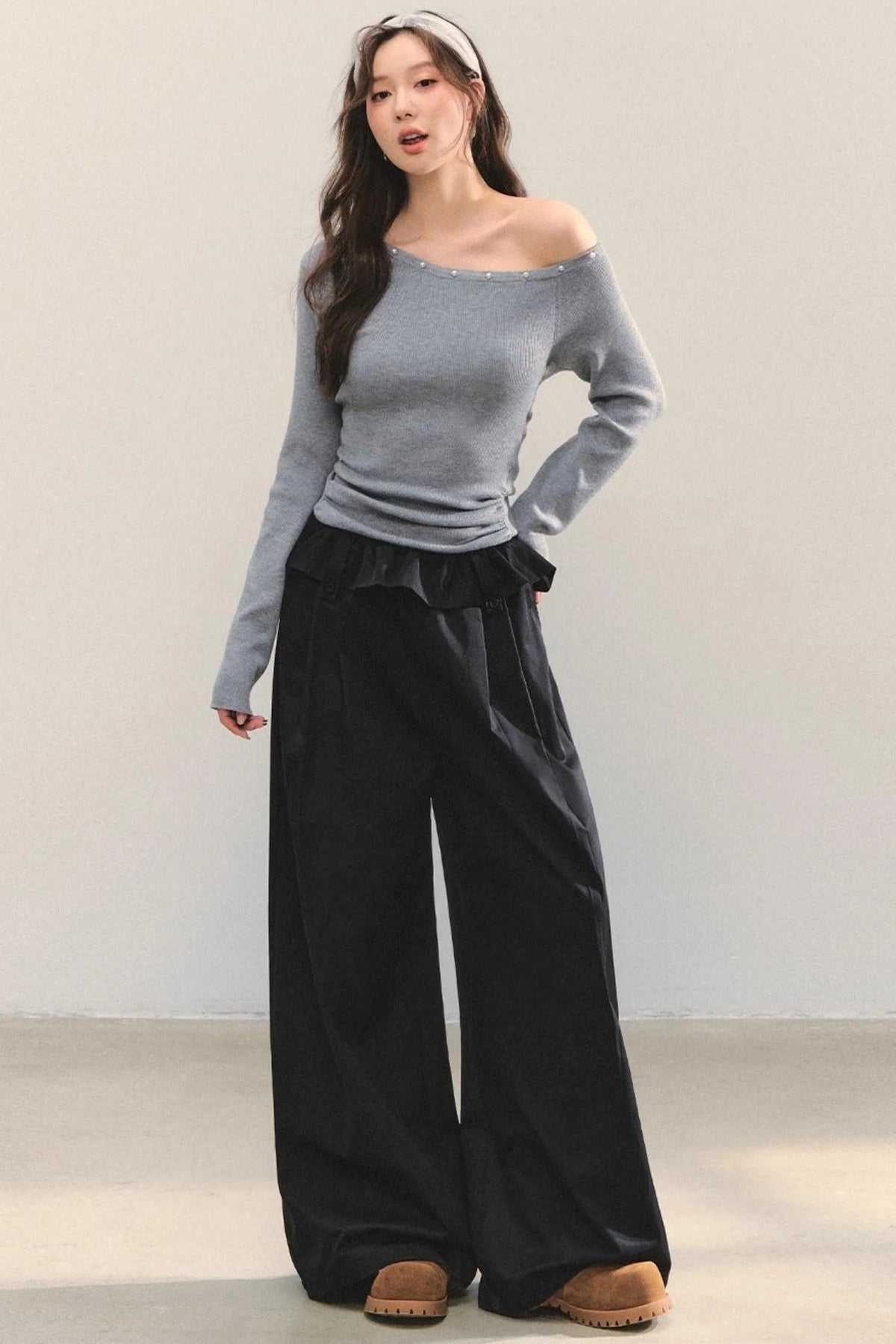 Turn-Up Waist Balloon Pants