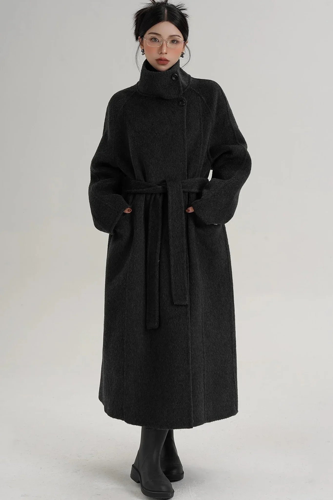Turtleneck Long Wool Coat