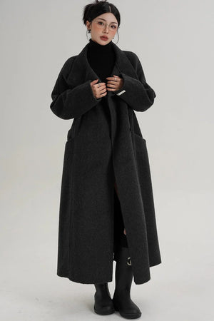 Turtleneck Long Wool Coat