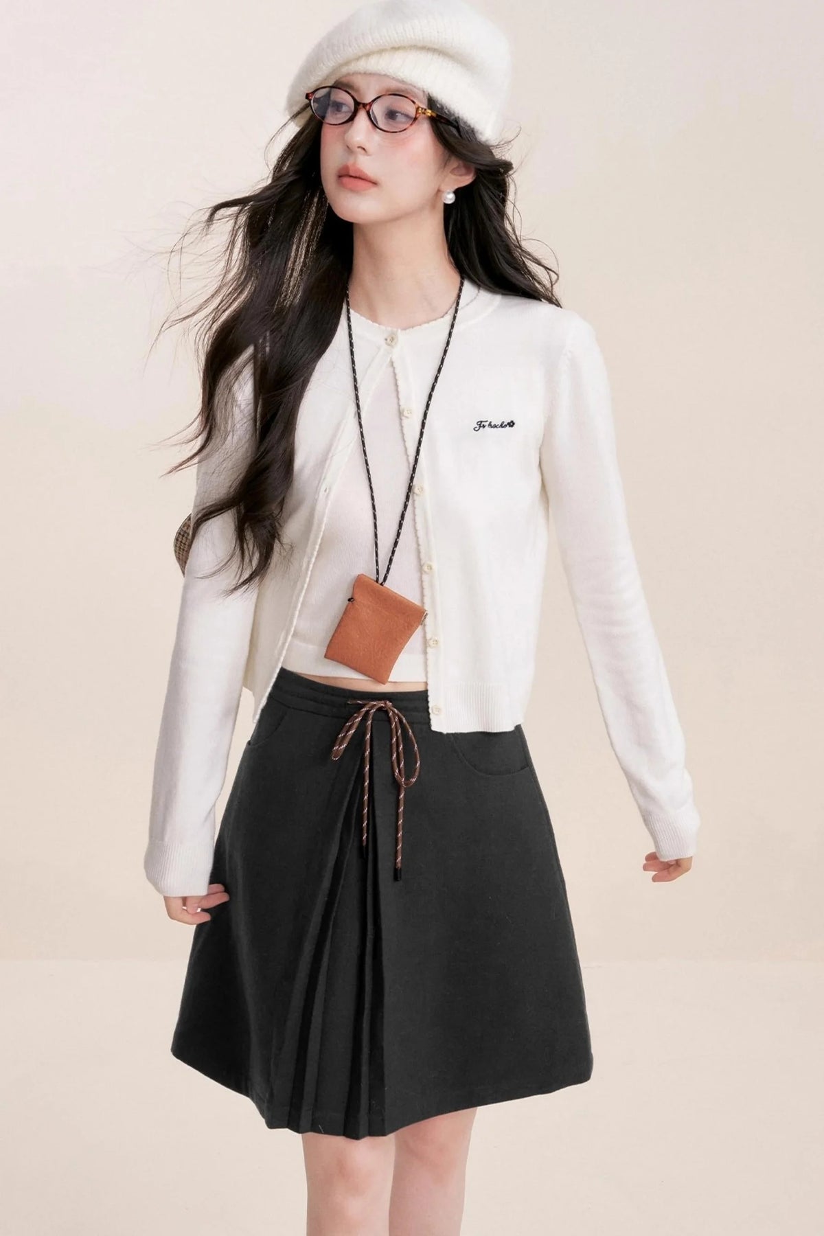 Tweed Lace-Up Skirt