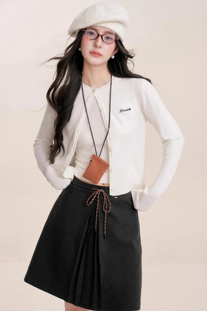 Tweed Lace-Up Skirt