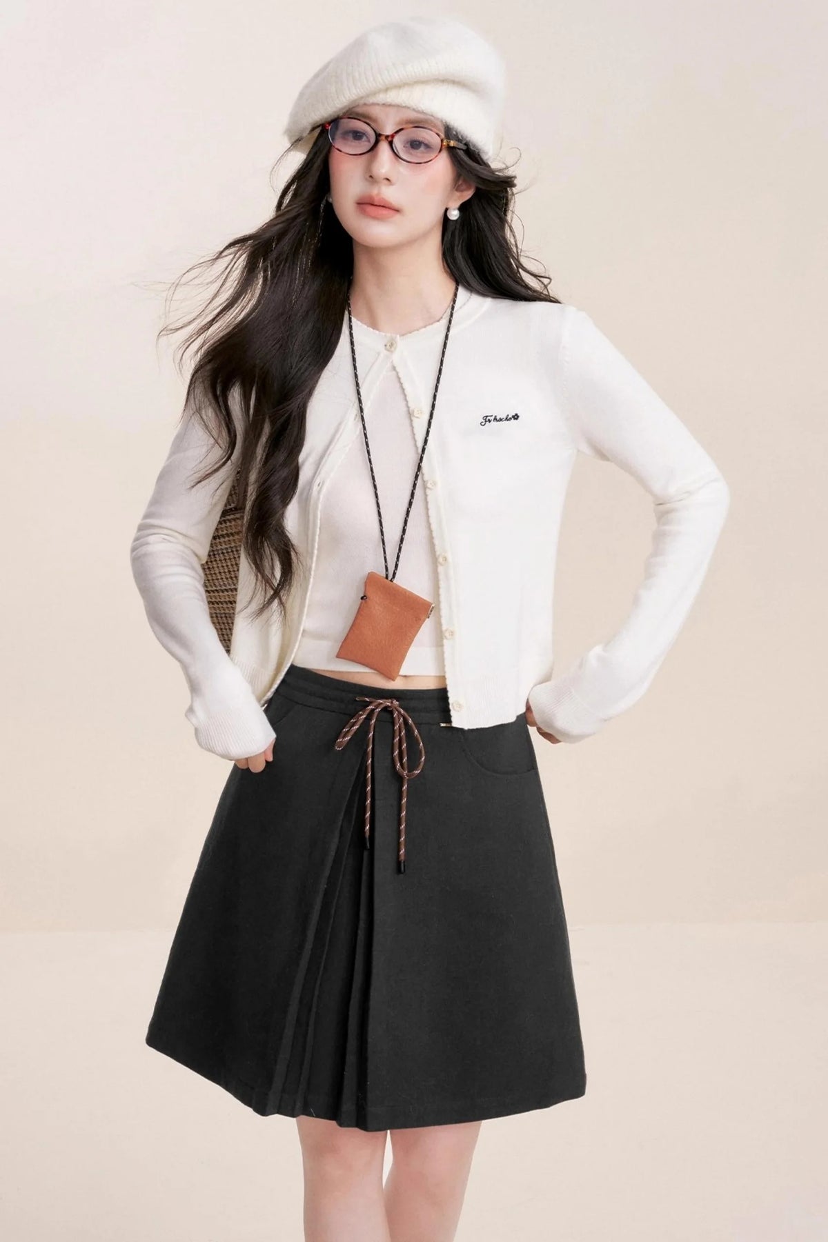 Tweed Lace-Up Skirt