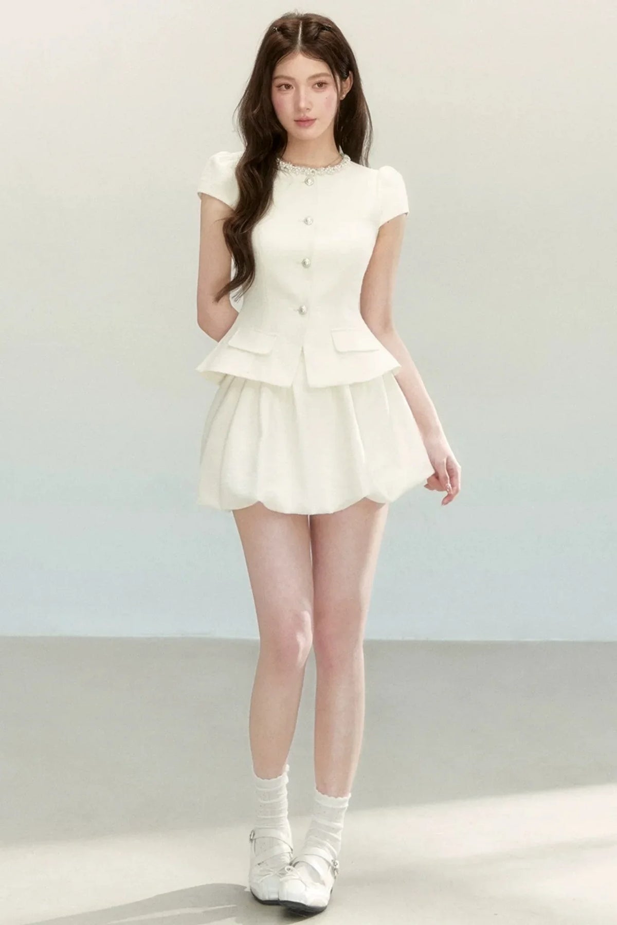 Tweed Puff Skirt Top Set-Up