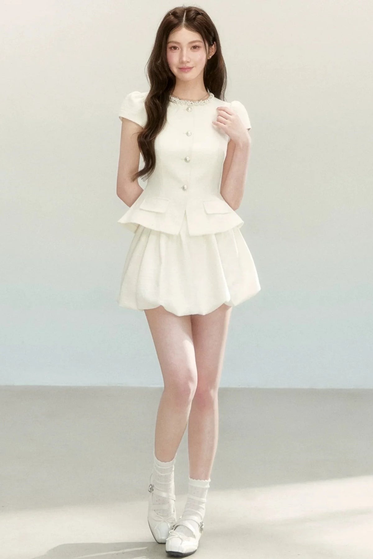Tweed Puff Skirt Top Set-Up