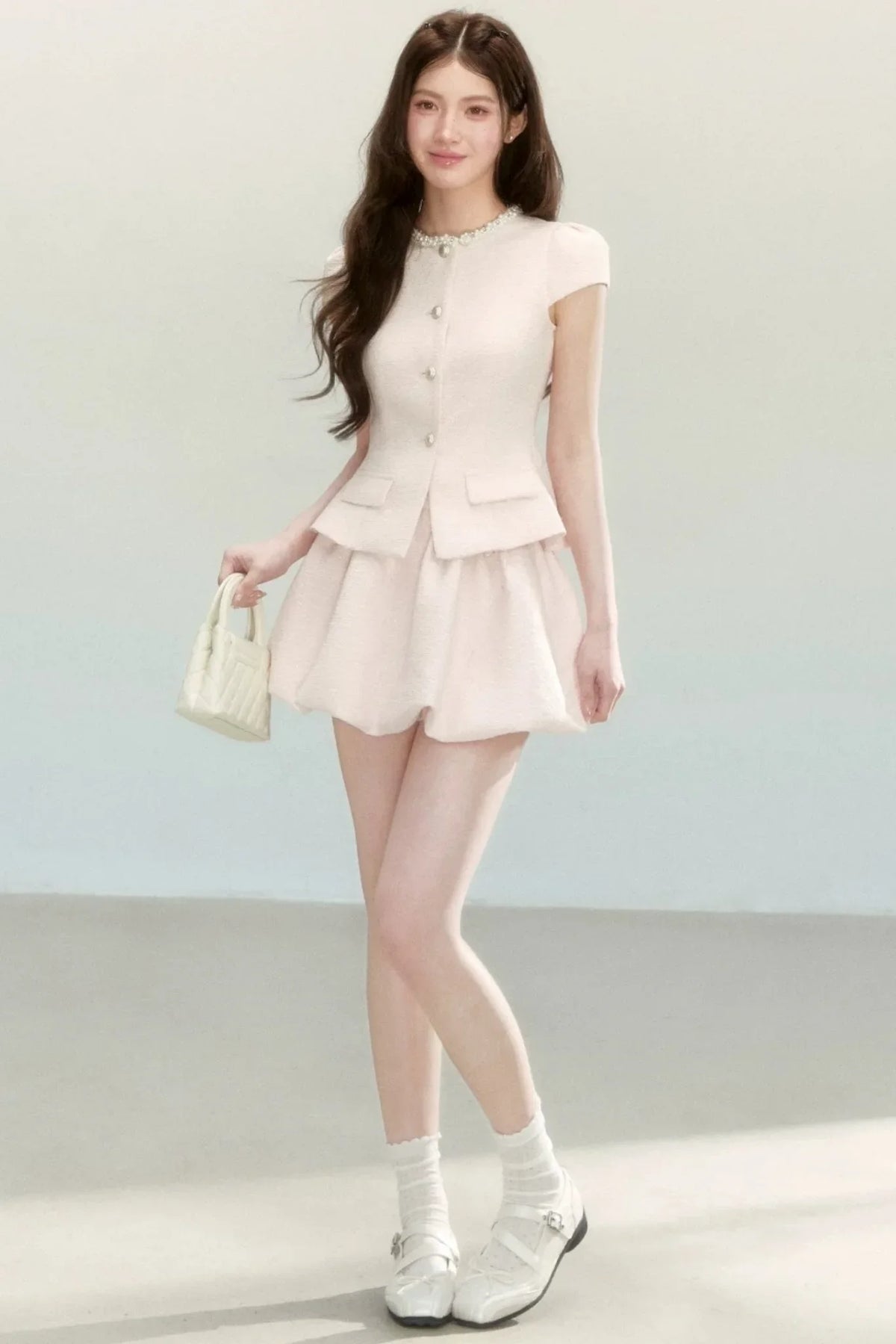 Tweed Puff Skirt Top Set-Up