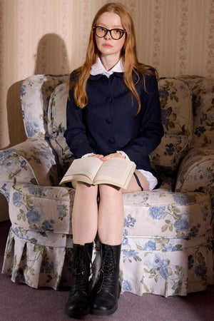 Twilight Blue Vintage Doll Collar Suit Skirt Set-Up