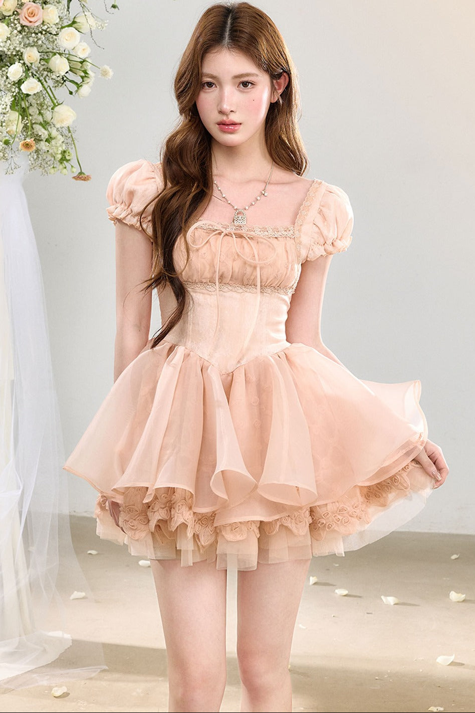 Twin Flowers Lace Dress