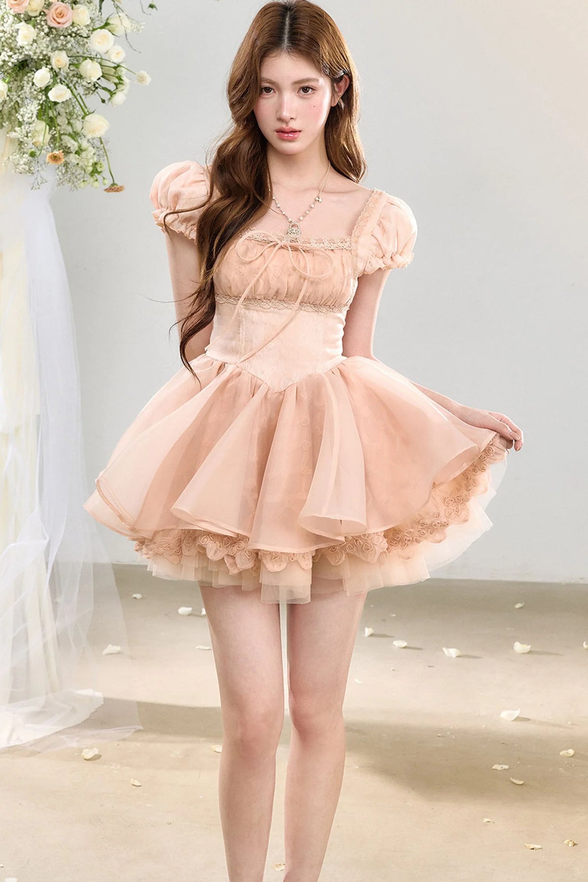 Twin Flowers Lace Dress