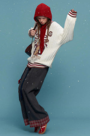 Twist Knit V-Neck Christmas Sweater